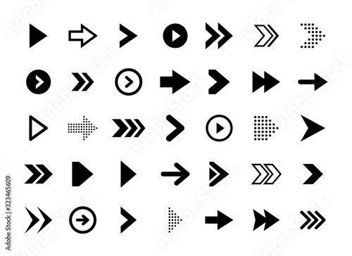 Super set different arrows mark. Flat style vector illustration