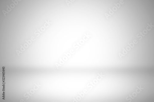 Fototapeta Naklejka Na Ścianę i Meble -  white interior studio background. empty stage with gradient grey space simple scene design for display product decorative advertising show on website.