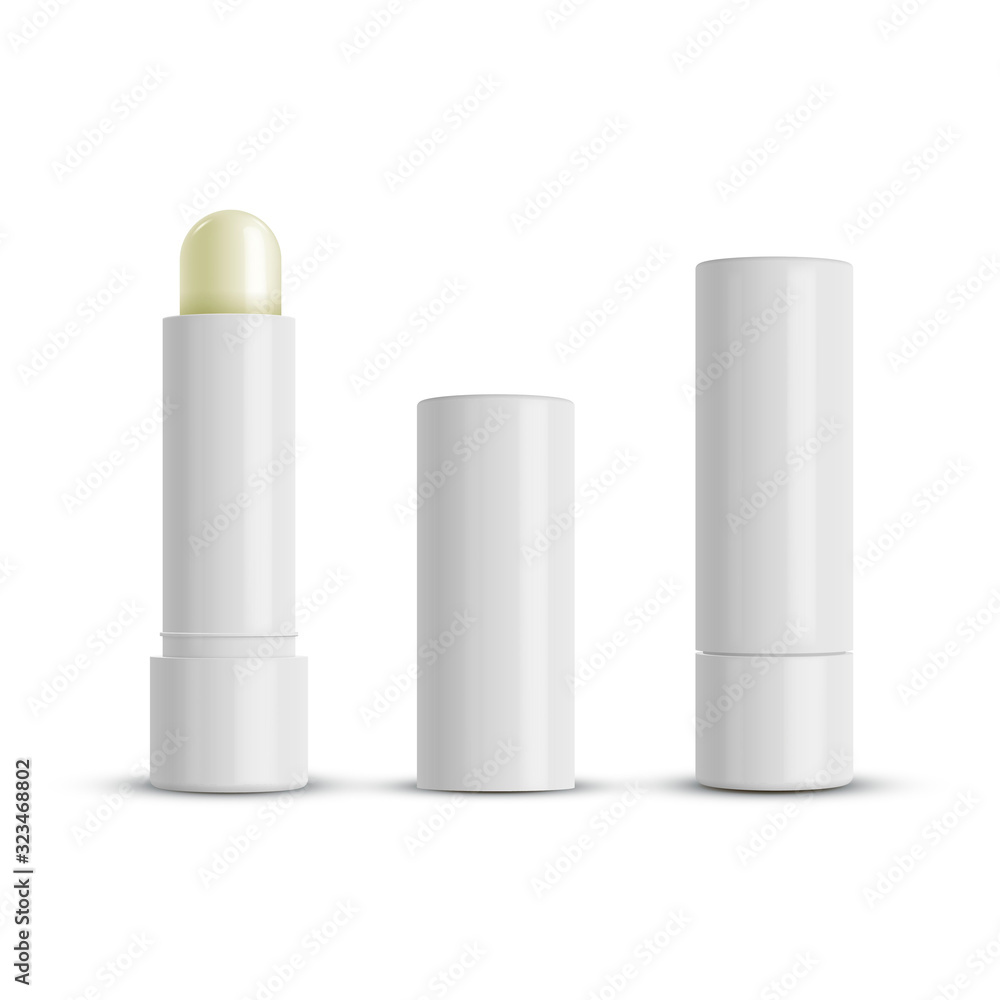 Open and closed tube of lip balm mockups Open and closed tube of lip balm mockups