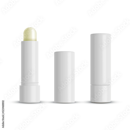 Open and closed tube of lip balm mockups