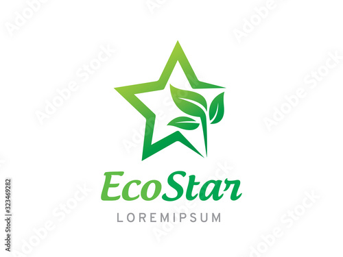 Eco star logo template design, icon, symbol