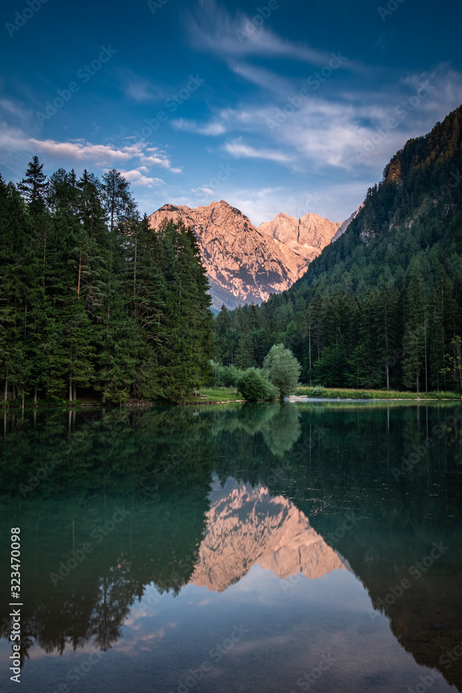 Lake Planšarsko jezero in Zgornje Jezersko with Kamnik-Savinja Alps Lake Planšarsko jezero in Zgornje Jezersko with Kamnik-Savinja Alps