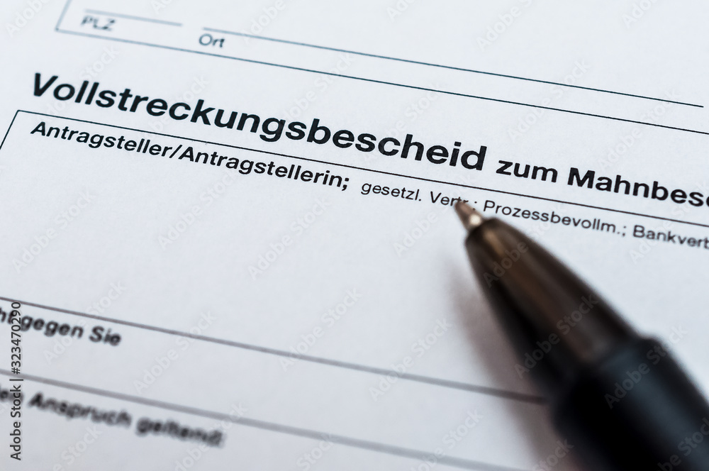 Vollstreckungsbescheid zum Mahnbescheid Stock-Foto | Adobe Stock