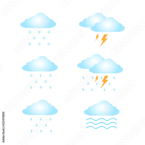 Weather icons set. Rain. Snow. Vector illustration.