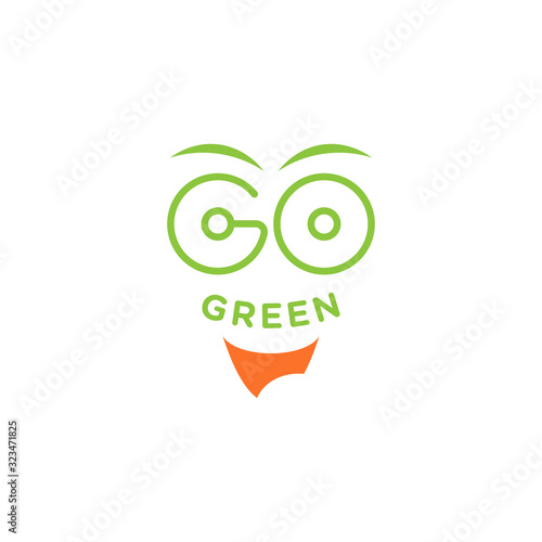 Modern Go Green Environment Label Logo Illustration