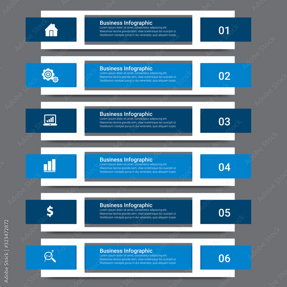 Infographic template with 3, 4, 5, 6 steps or options, workflow, process chart, vector eps10 illustration Infographic template with 3, 4, 5, 6 steps or options, workflow, process chart, vector eps10 illustration