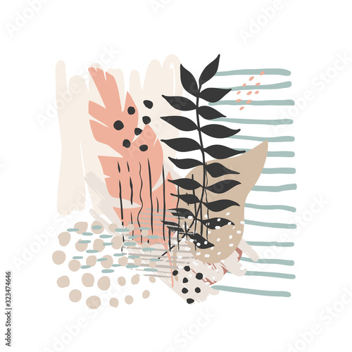 Hand drawn abstract floral background isolated on white. Vector