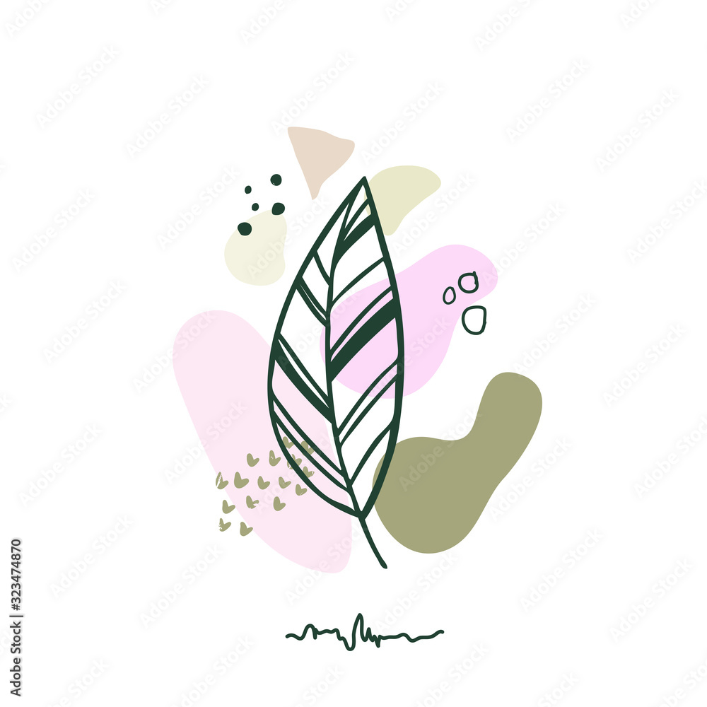 Naklejka premium Hand drawn abstract floral background isolated on white. Vector