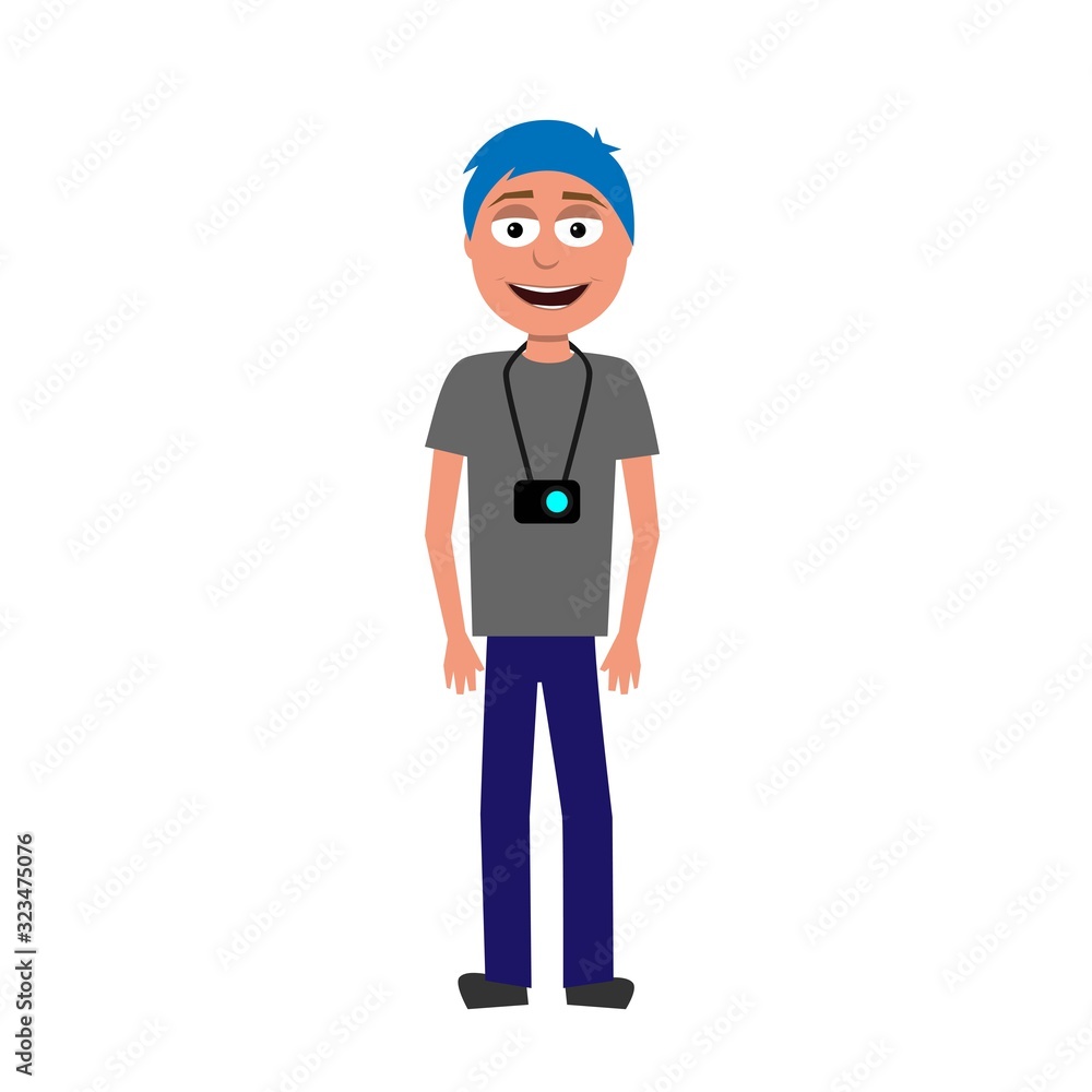 flat cartoon vector character of photographer isolated on white background flat cartoon vector character of photographer isolated on white background