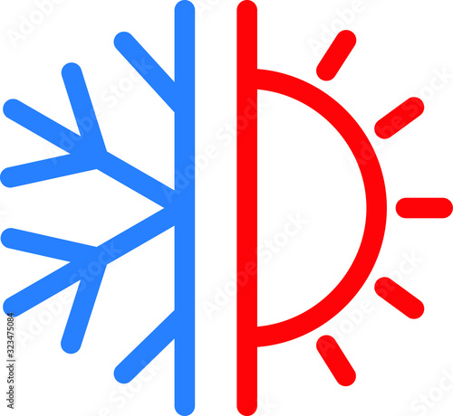 Cooling and heating system icon, vector