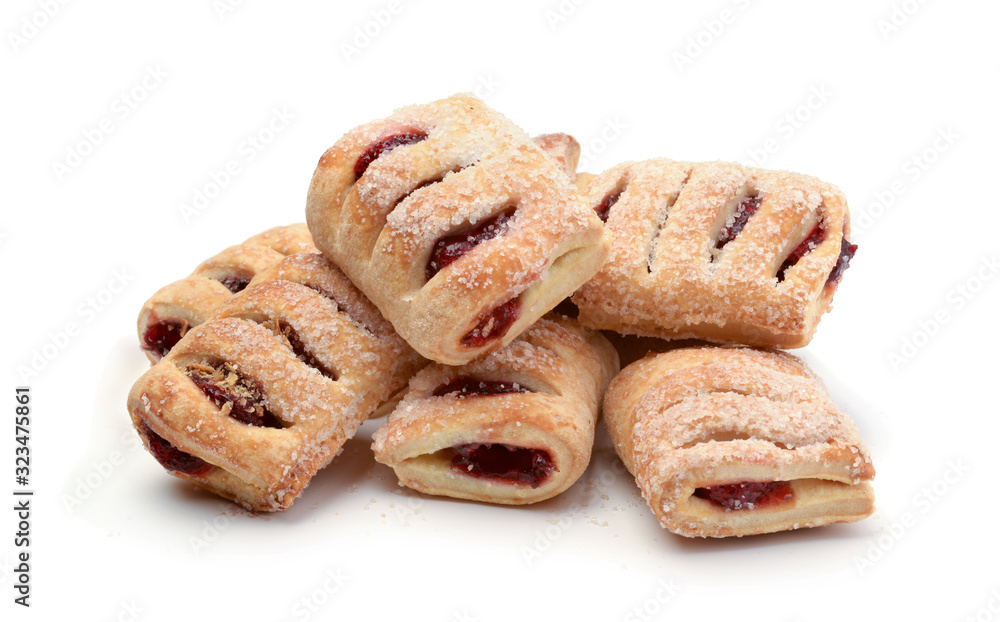 Pile of fresh cookies with cherry jam isolated Pile of fresh cookies with cherry jam isolated