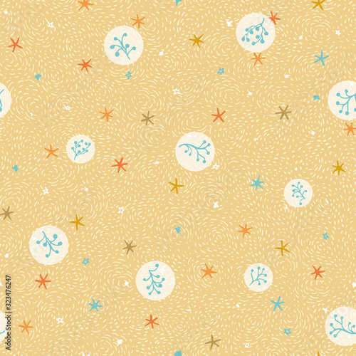 Vector abstract texture sea star pattern, summer mood, star fish on textured sand background. Vacation design for your perfect holiday. Nature background. Print, fabric, stationary.