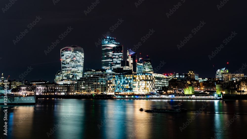 Walkie Talkie and City of London at night