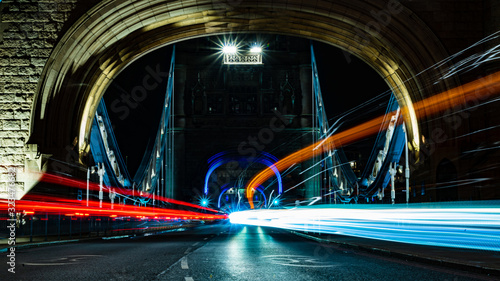London's Tower Bridge Light Trails