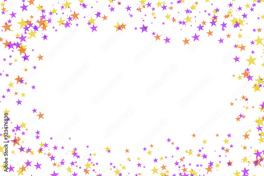 Abstract colorful confetti frame. Stars Isolated on the white Abstract colorful confetti frame. Stars Isolated on the white