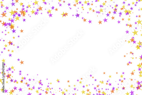Abstract colorful confetti frame. Stars Isolated on the white