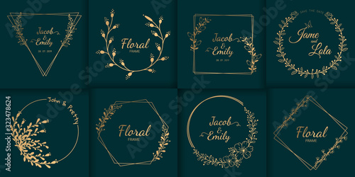 Wedding monograms and floral border, Design for invitations.