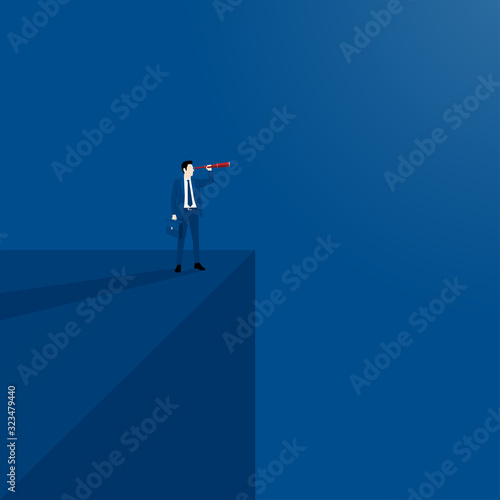 Vision concept of businessman and telescope