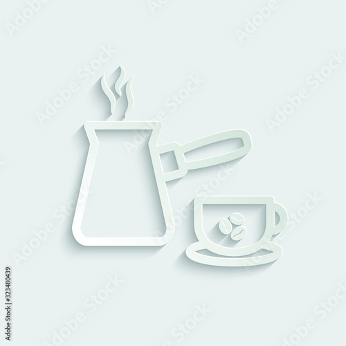 paper coffee turk icon vector, copper turkish coffee