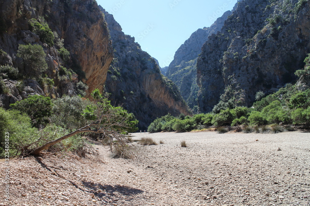 Mouth of canyon Torrent de Pareis, Mallorca, Spain