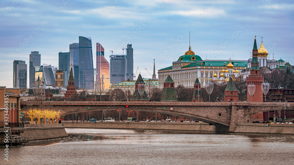 View of Kremlin and the City in Moscow. Travel destination Moscow, Russia
