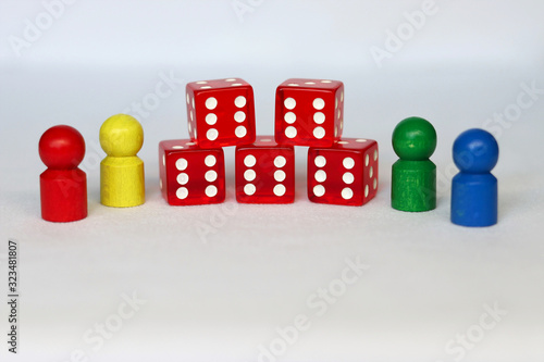 Colorful game piece with dice