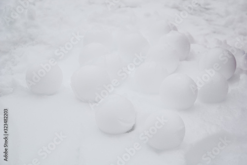 Snow balls on the ground backgrounds