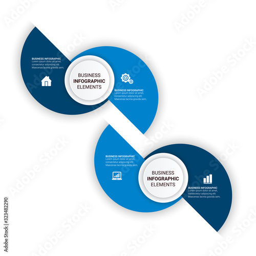 Infographic template with 3, 4, 5, 6 options. Can be used as a chart, diagram, graph, workflow layout, for web, report, business infographics.