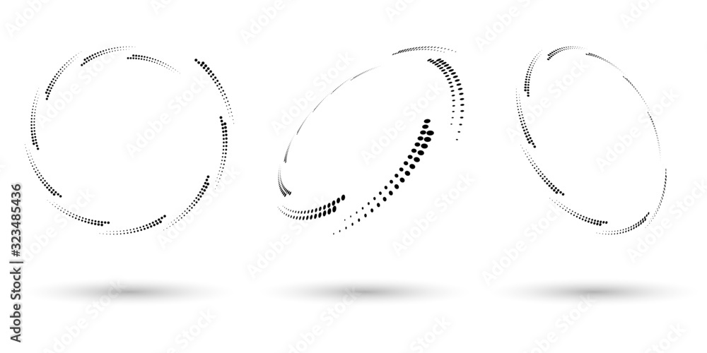 Halftone shapes, abstract dots logo emblem or design element for any project. Abstract dotted halftone vector with differents perspective Halftone shapes, abstract dots logo emblem or design element for any project. Abstract dotted halftone vector with differents perspective