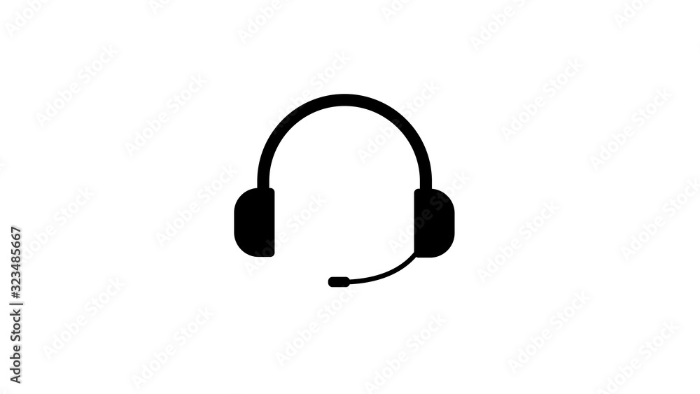 headphones icon. Black symbol silhouette isolated headphones icon. Black symbol silhouette isolated