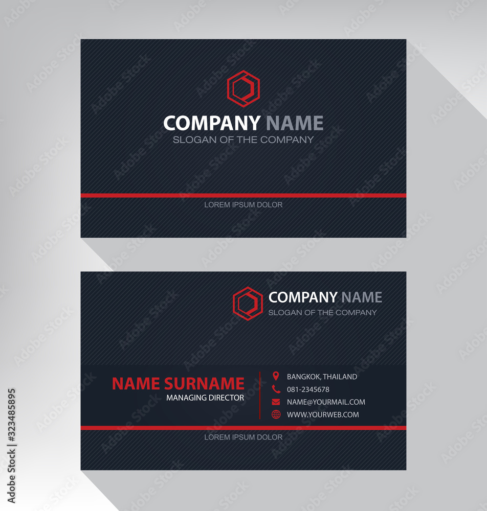 Business card in modern style black and red color