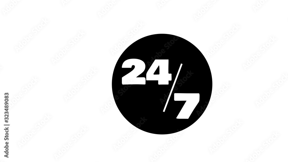 Open 24/7 Icon Logo Template Illustration Design Open 24/7 Icon Logo Template Illustration Design