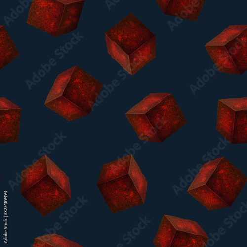 Realistic 3d Detailed Charcoal Cubes for Hookah Pipe Seamless Pattern Background. Vector