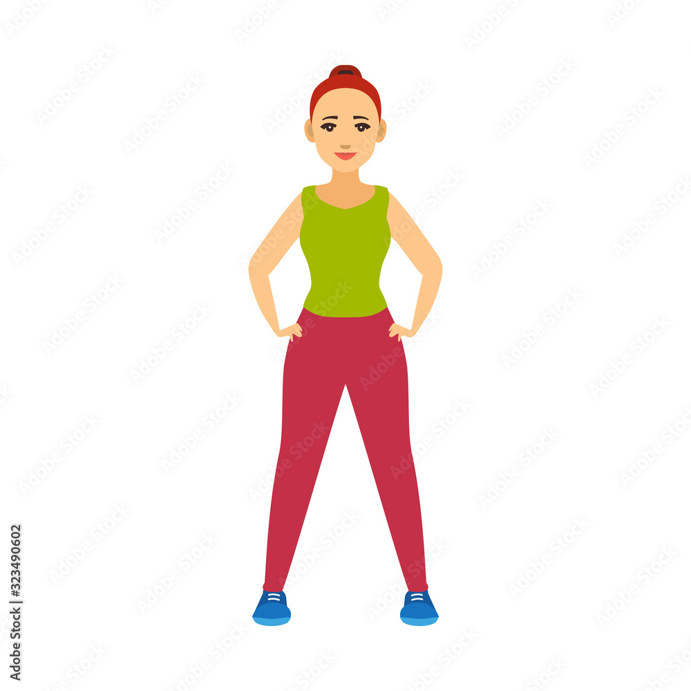 Cartoon Color Character Woman Diet and Fitness Concept. Vector Cartoon Color Character Woman Diet and Fitness Concept. Vector