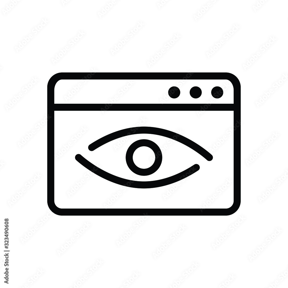 Browser and eye icon, view browser icon black vector Browser and eye icon, view browser icon black vector