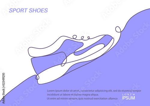  Sports shoes in a line style. Sneakers Vector . Sketch sneakers for your creativity.Shoe advertising .