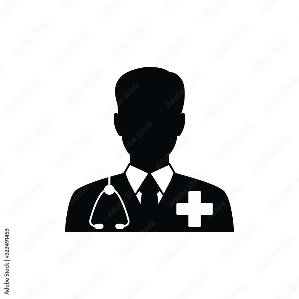 doctor icon. Doctor with stethoscope vector sign doctor icon. Doctor with stethoscope vector sign