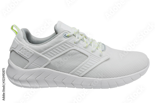 one white summer sneaker made of mesh fabric  on a white background