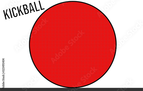 Red kickball icon vector for summertime recreational fun. Sports concept.  photo