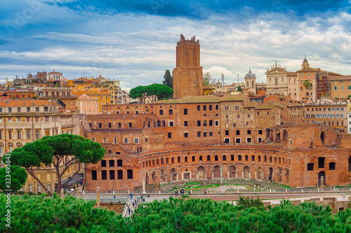 Ruins of the Trajan's Forum (Foro di Traiano) in Rome, Italy