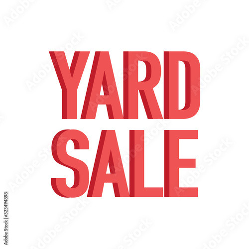 Yard sale red sign with copy space isolated on a white background, vector illustration.