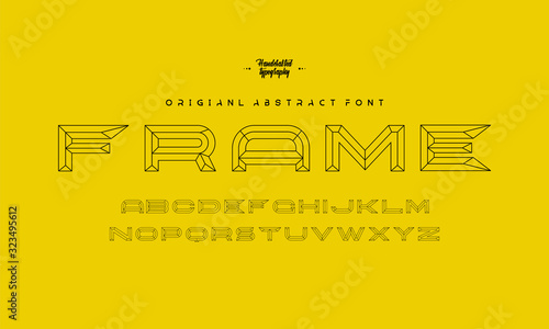 Outline font. Chisel alphabet font. Chiseled block vector typescript for your design.