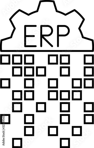 ERP system icon, vector illustration