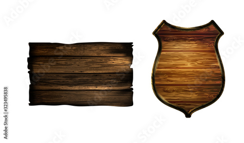 Vector realistic illustration of wooden signboard