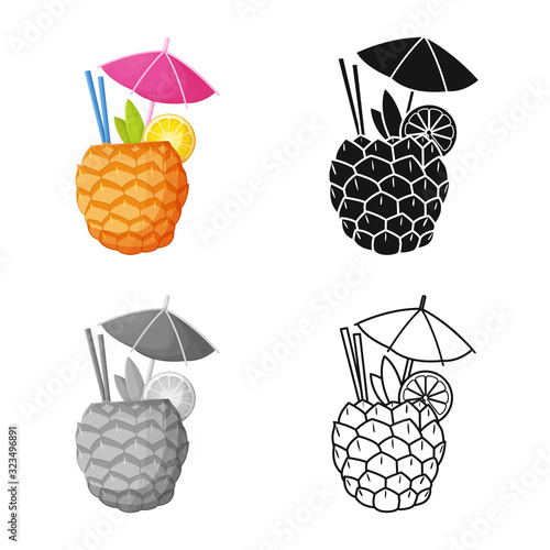 Vector design of cocktail and umbrella logo. Graphic of cocktail and ananas stock vector illustration.