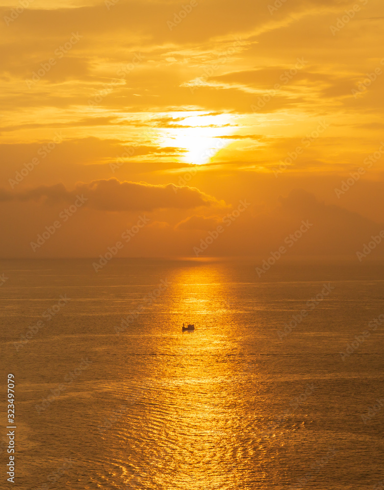 Beautiful sunset at the sea in phuket, the southern of thailand