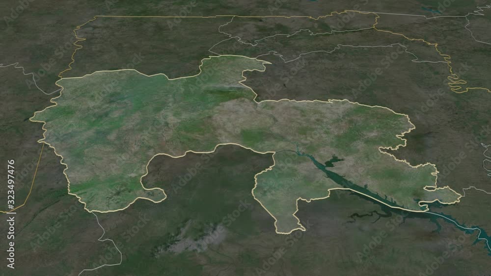 Savannah, region with its capital, zoomed and extruded on the satellite map of Ghana in the conformal Stereographic projection. Animation 3D Savannah, region with its capital, zoomed and extruded on the satellite map of Ghana in the conformal Stereographic projection. Animation 3D