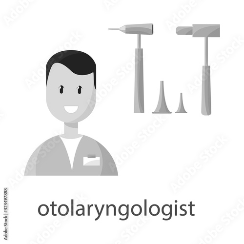 Vector design of otolaryngologist and doctor icon. Set of otolaryngologist and man vector icon for stock.