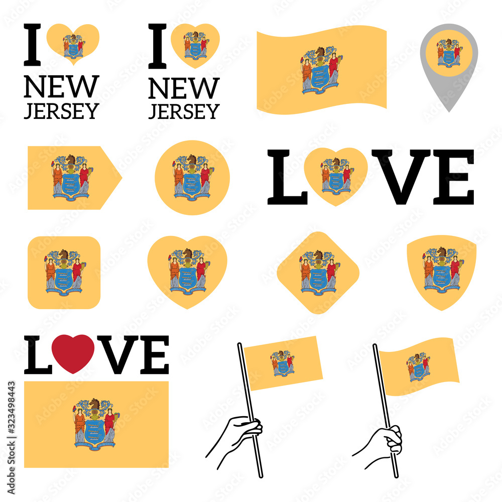 Flag of New Jersey. Set of vector Flags