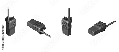  transceiver or Walkie talkie isometric  Flat 3d illustration